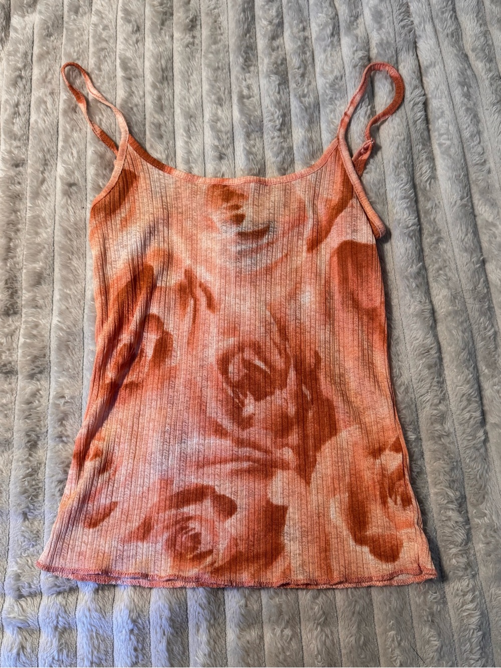 Forever 21 Orange Floral Ribbed Cami